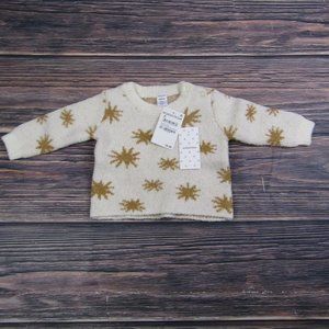 Nordstrom NEW Baby Toddler 3M Ivory White Starry Stars Soft Sweater